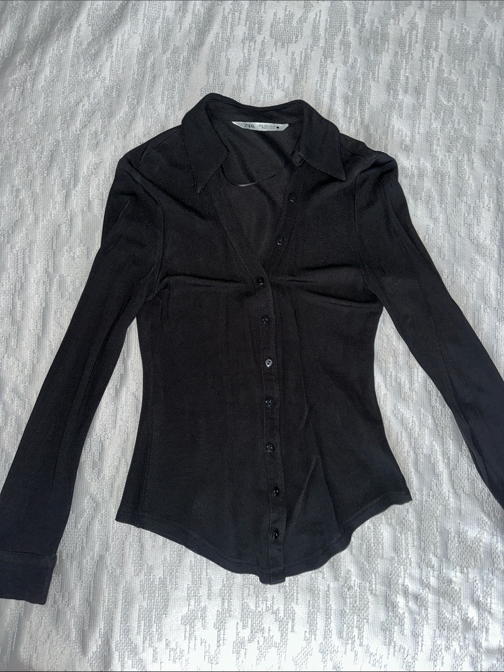 Zara Black Long-Sleeve Button-Down Shirt